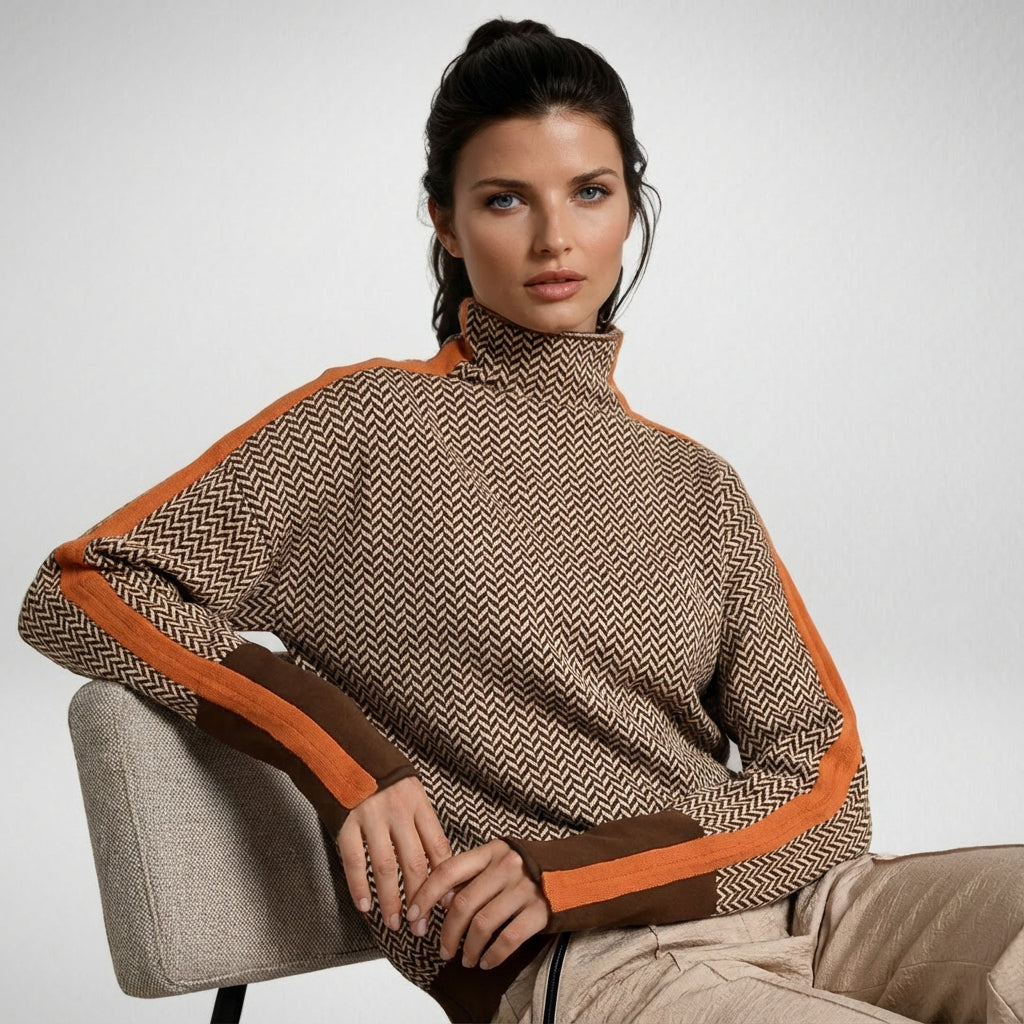 Zoé | Pull à col roulé à rayures contrastantes