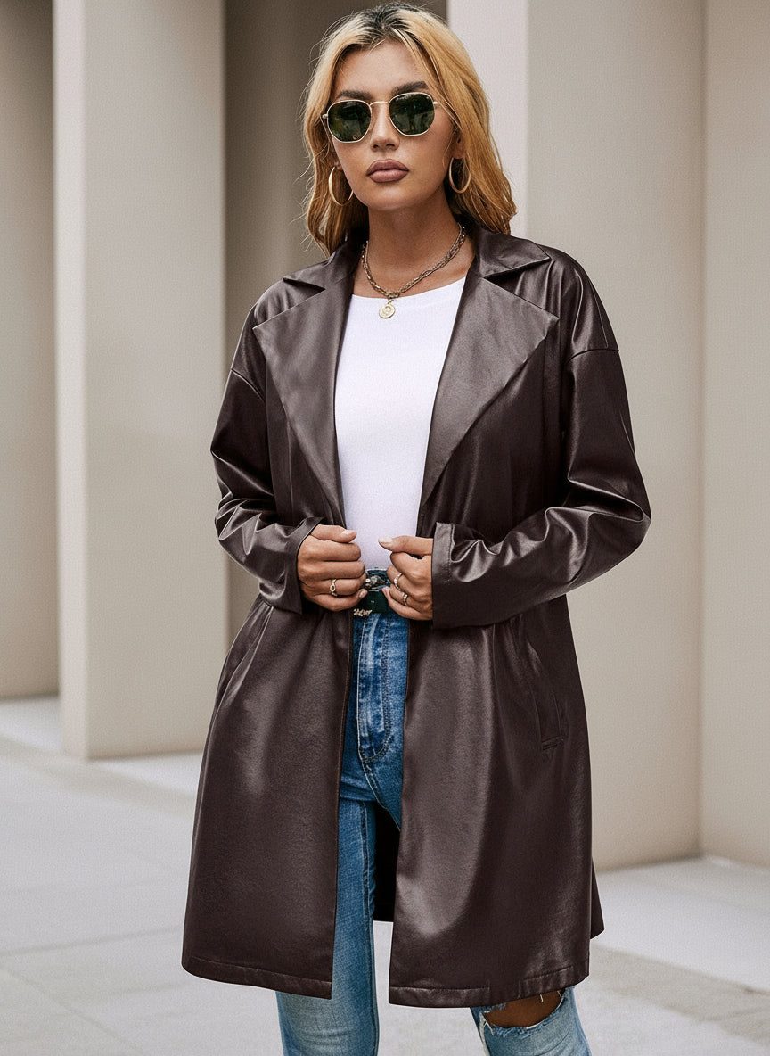 Manteau Élégance Cuir Léger