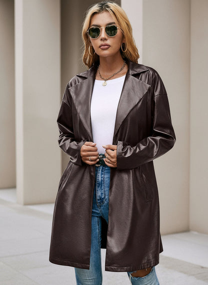 Manteau Élégance Cuir Léger