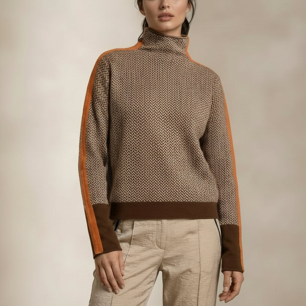 Zoé | Pull à col roulé à rayures contrastantes