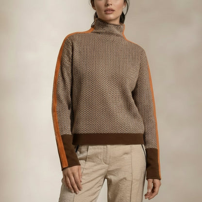 Zoé | Pull à col roulé à rayures contrastantes