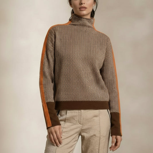 Zoé | Pull à col roulé à rayures contrastantes