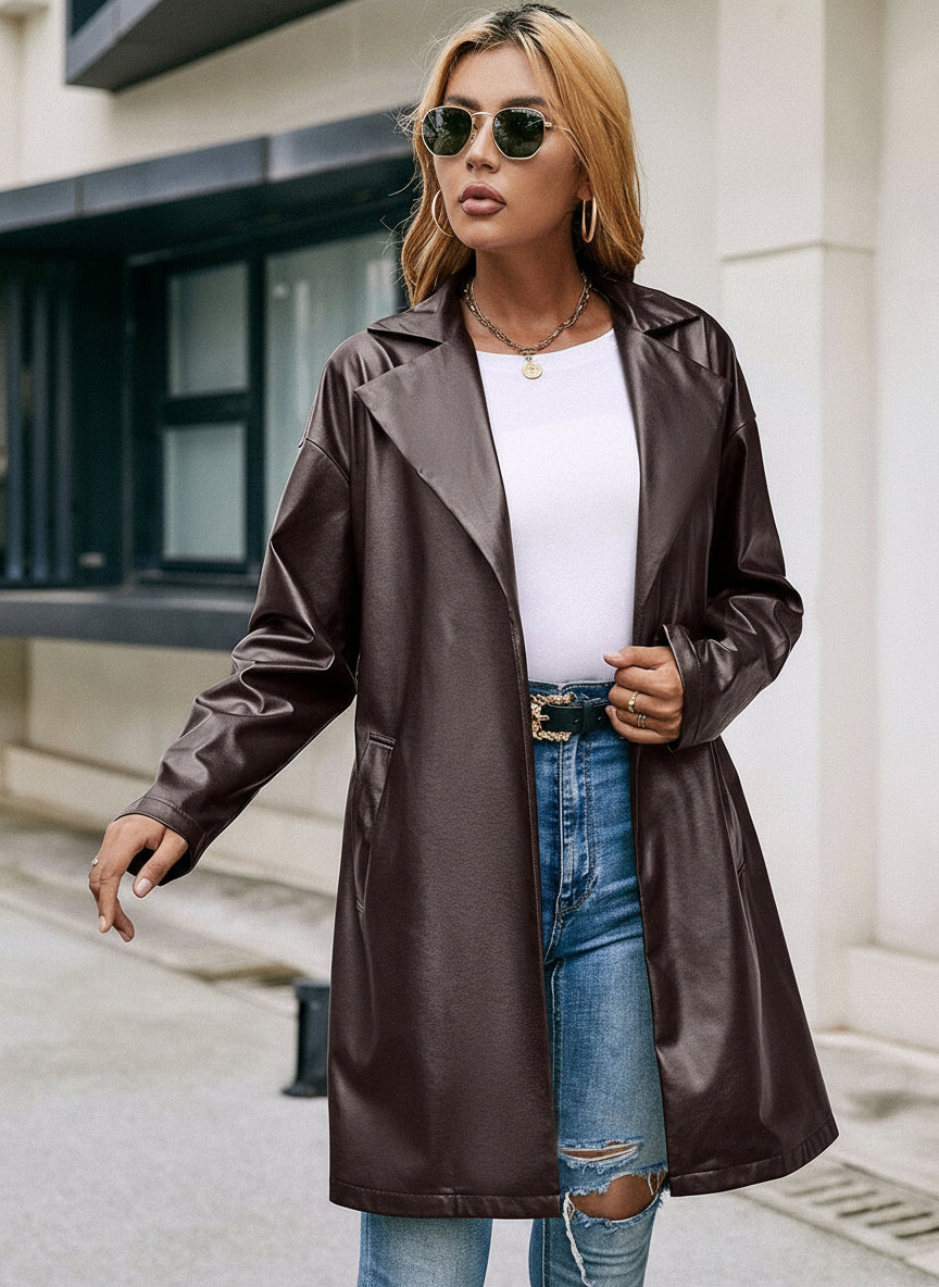 Manteau Élégance Cuir Léger